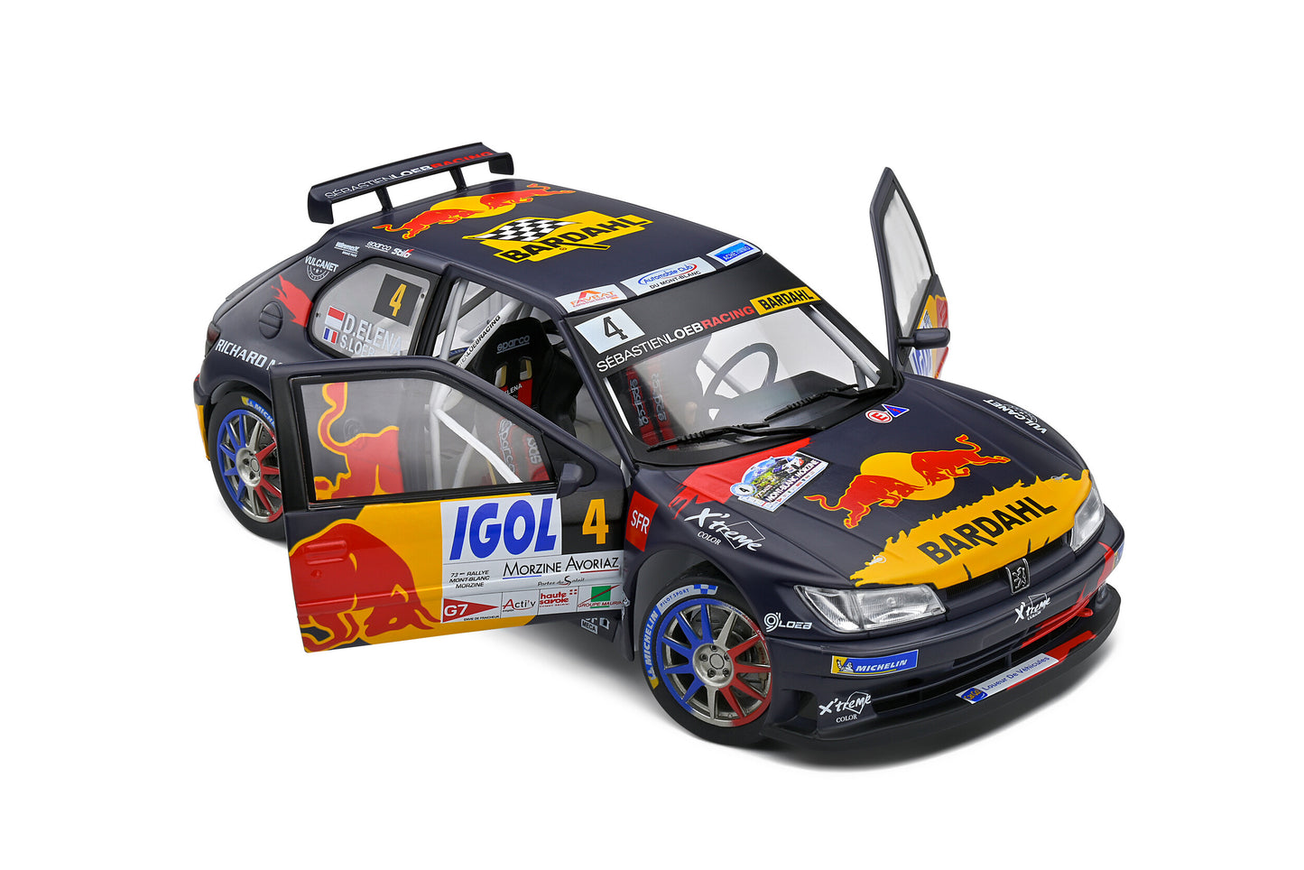 Peugeot 306 Maxi Rallye du Mont Blanc 2021 #4 Loeb/Elena Black 1:18 Solido