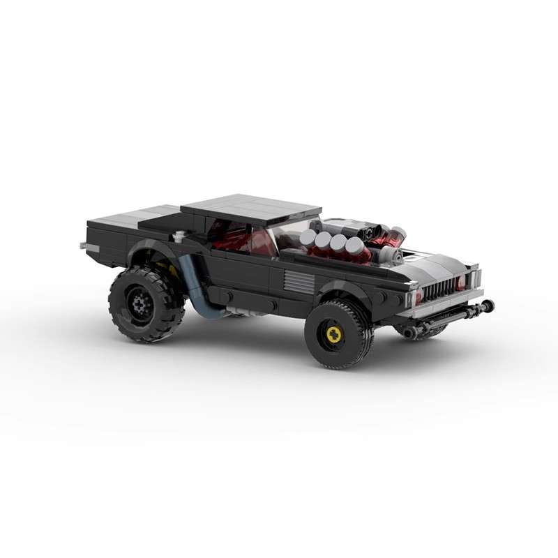 Cyberpunk Dodge Challenger bočni pogled - Detaljan bočni prikaz modela na sklapanje.