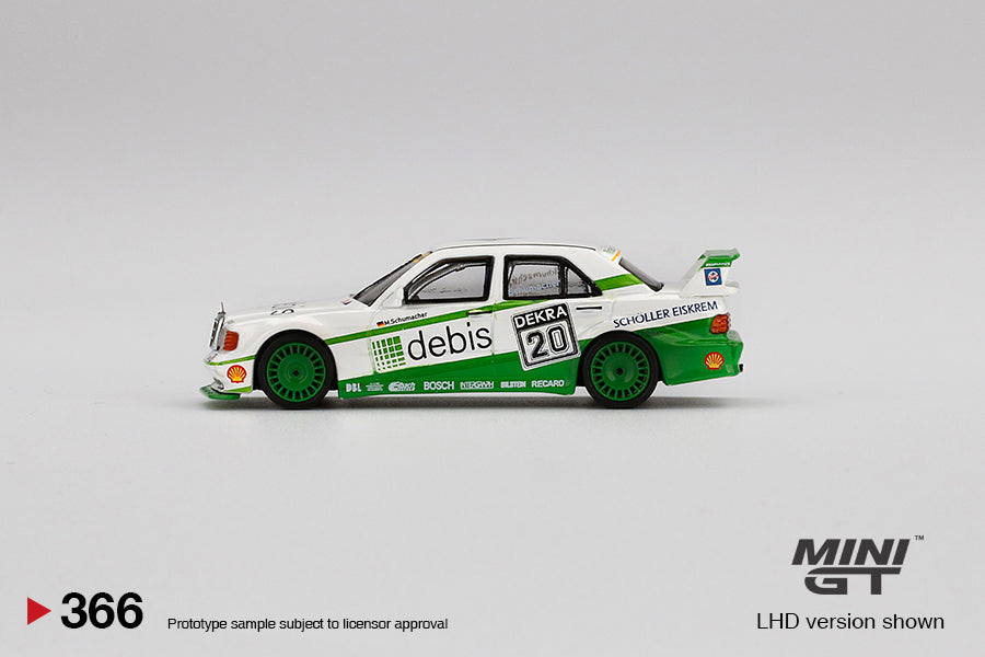Mercedes‑Benz 190E 2.5‑16 Evolution II – 1991 – DTM Zakspeed #20 Michael Schumacher – 1:64 – Mini GT