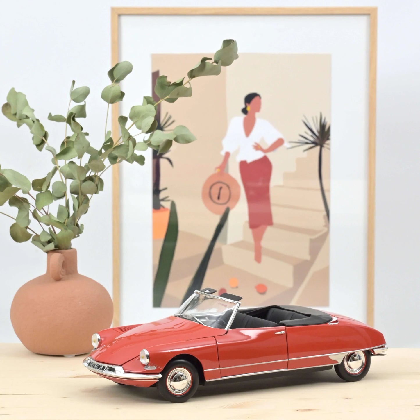 Citroën DS 19 Convertible 1961 Corail Red – Die‑Cast Norev