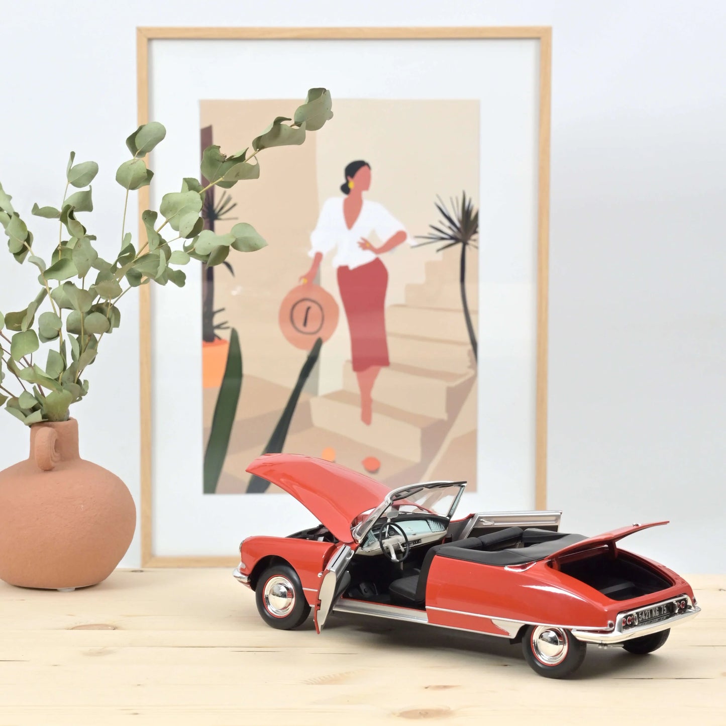 Citroën DS 19 Convertible 1961 Corail Red – Die‑Cast Norev