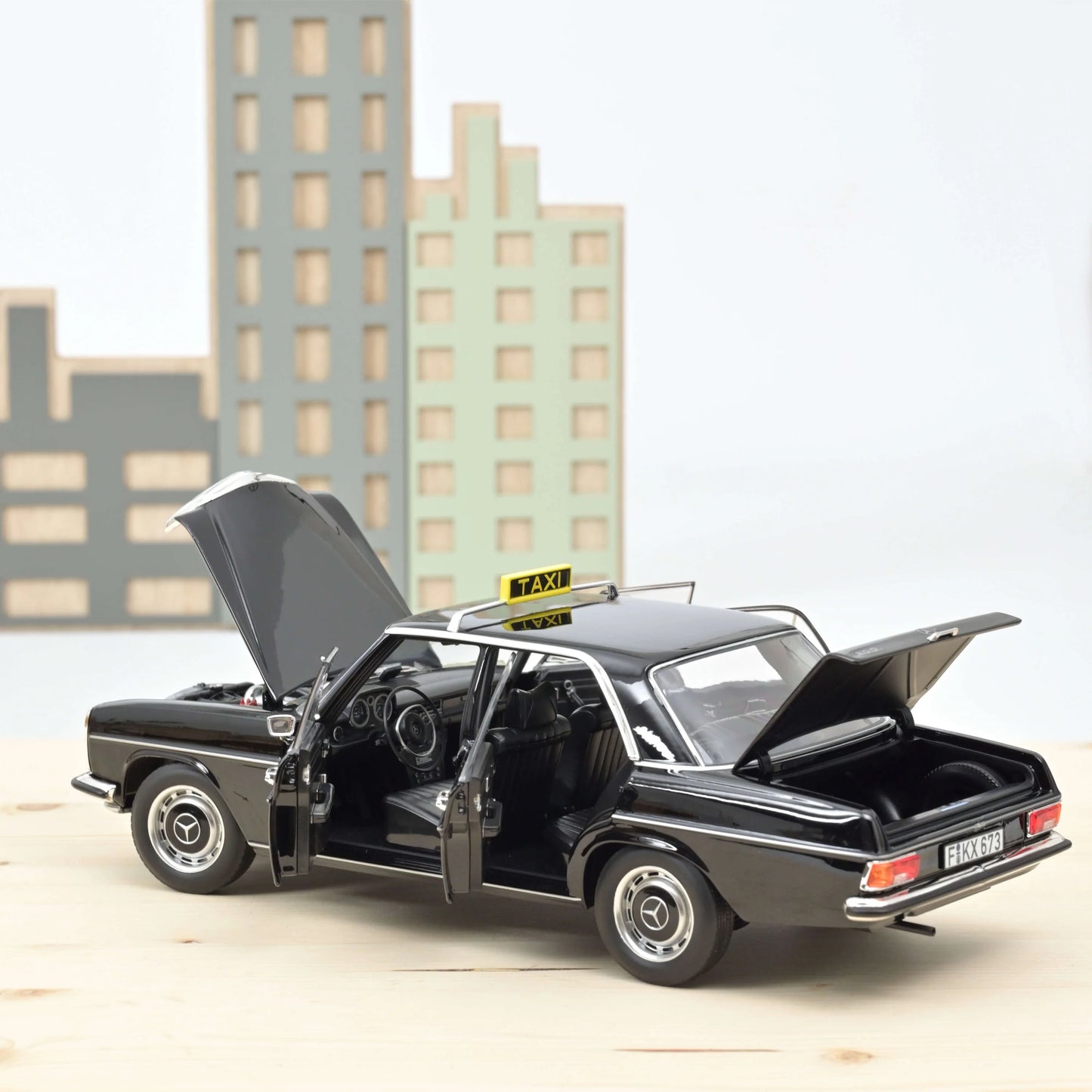 Mercedes‑Benz 200 1968 Taxi Black – Die‑Cast Norev