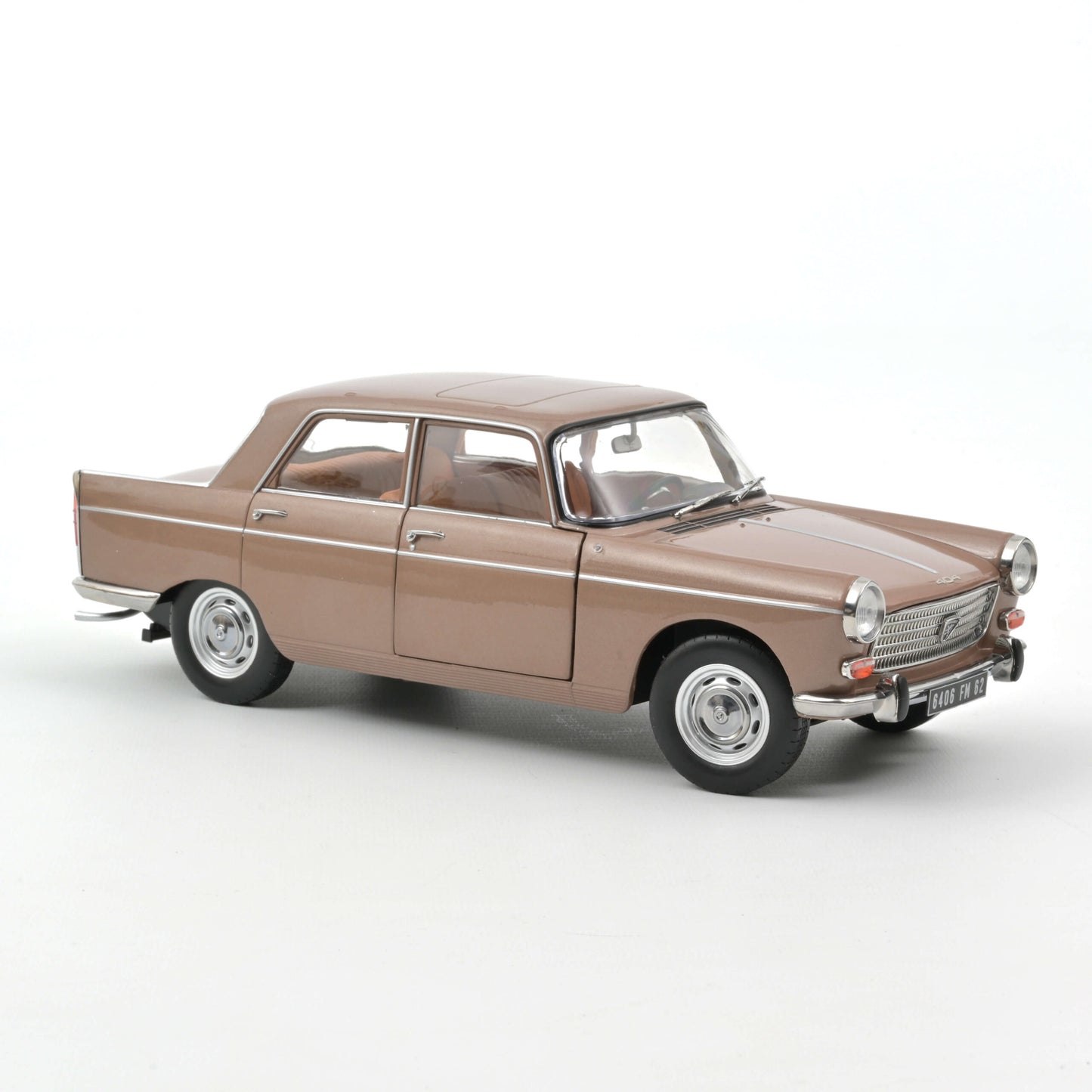 Peugeot 404 Sedan 1965 – Brown Metallic sa kamp-s prikolicom Caravan Hénon – Norev