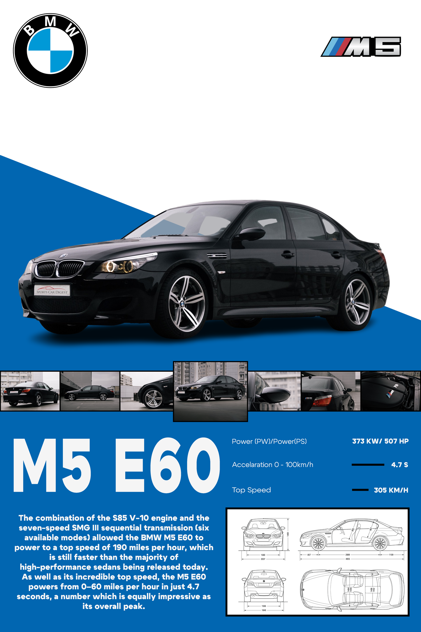 Skica postera BMW M5 E60