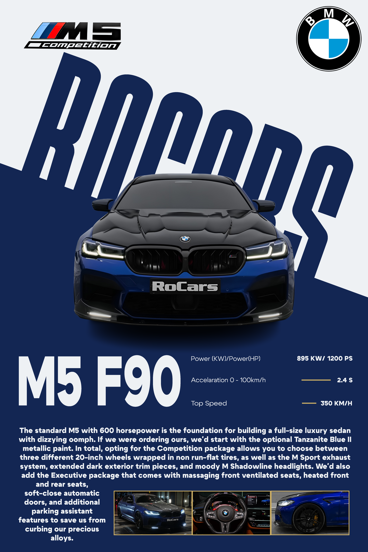 Skica postera BMW M5 F90 Competition na personalizovanom dizajnu