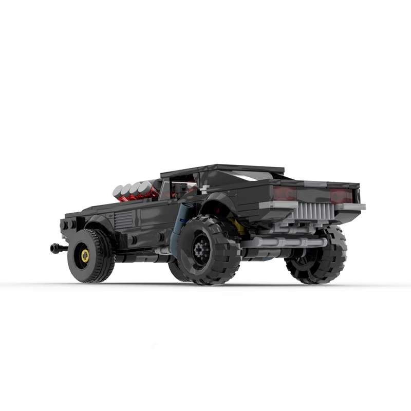 Cyberpunk Dodge Challenger od nazad - Prikaz modela sa zadnje strane, sa svim karakterističnim detaljima.
