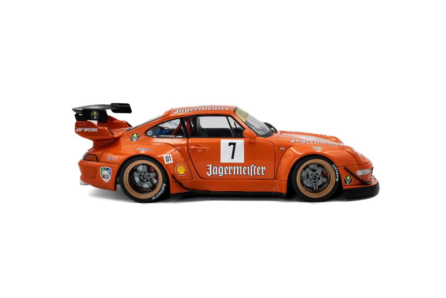 Porsche 911 993 RWB Bodykit Jagermeister 2020 narandžasta 1:18 Solido