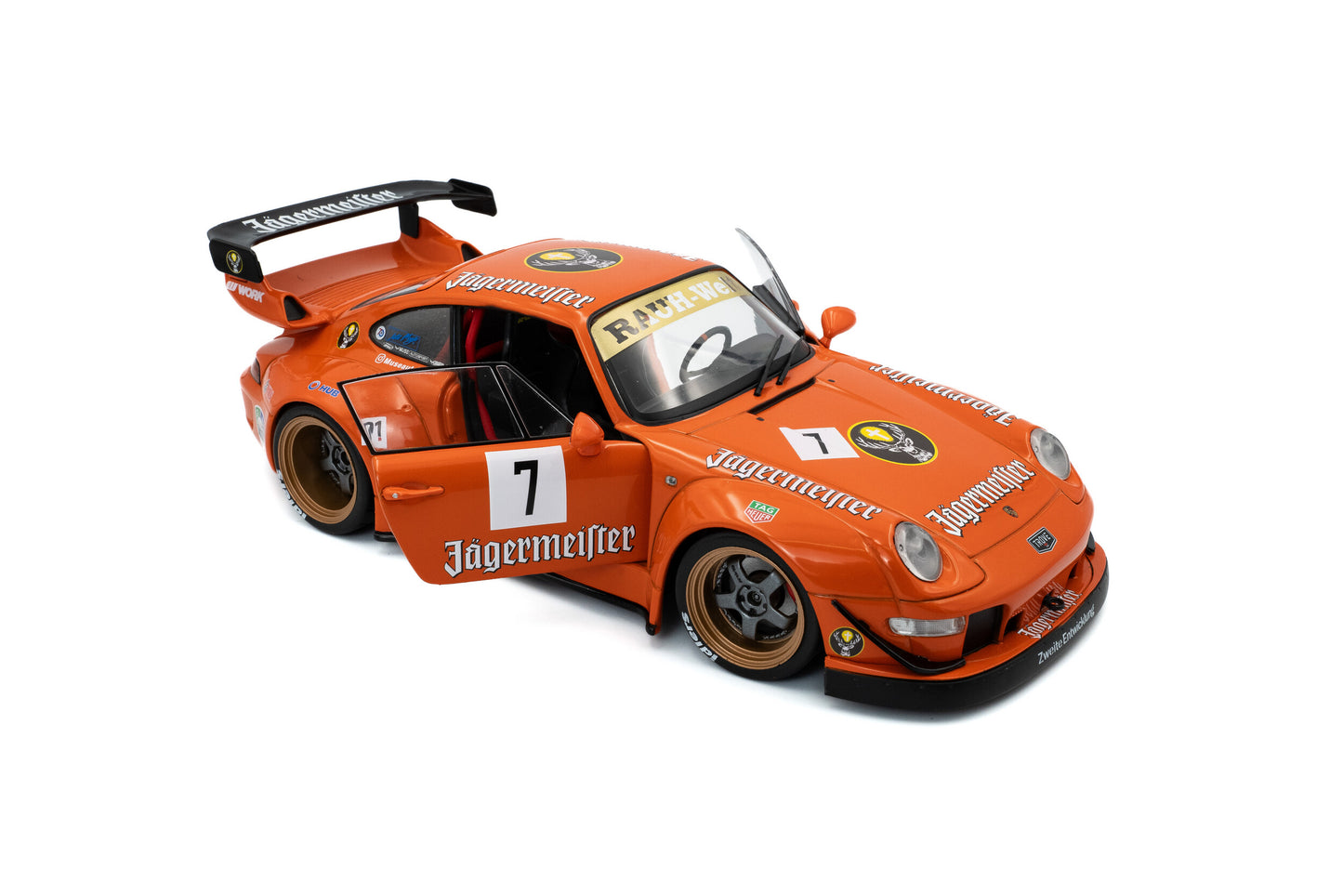 Porsche 911 993 RWB Bodykit Jagermeister 2020 narandžasta 1:18 Solido