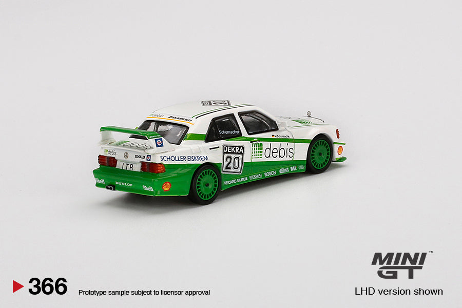 Mercedes‑Benz 190E 2.5‑16 Evolution II – 1991 – DTM Zakspeed #20 Michael Schumacher – 1:64 – Mini GT