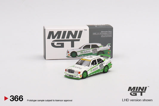 Mercedes‑Benz 190E 2.5‑16 Evolution II – 1991 – DTM Zakspeed #20 Michael Schumacher – 1:64 – Mini GT