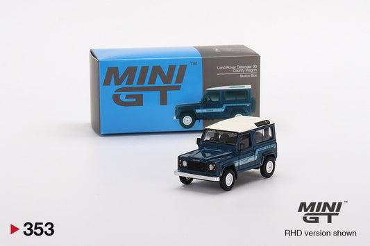 Land Rover Defender 90 County Wagon – Stratos Blue – 1:64 – Mini GT