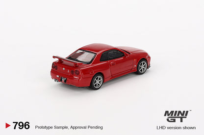 Nissan Skyline GT-R R34 V-Spec Active Red 1:64 Mini GT