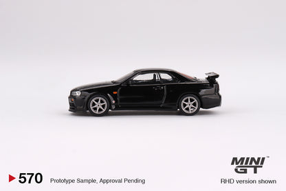 Nissan Skyline GT‑R (R34) V‑Spec – Black Pearl – MiniGT 1/64