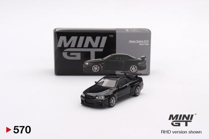 Nissan Skyline GT‑R (R34) V‑Spec – Black Pearl – MiniGT 1/64