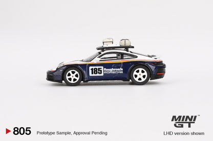 Porsche 911 Dakar Rallye Design Package – White/Gentian Blue Metallic – 1:64 – Mini GT