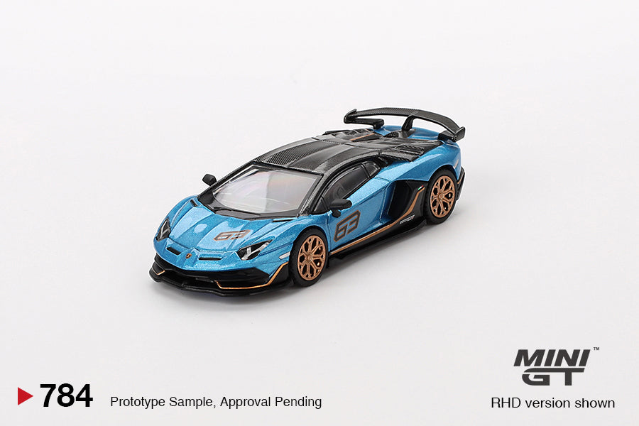 Lamborghini Aventador SVJ 63 – Blu Aegir – 1:64 – Mini GT