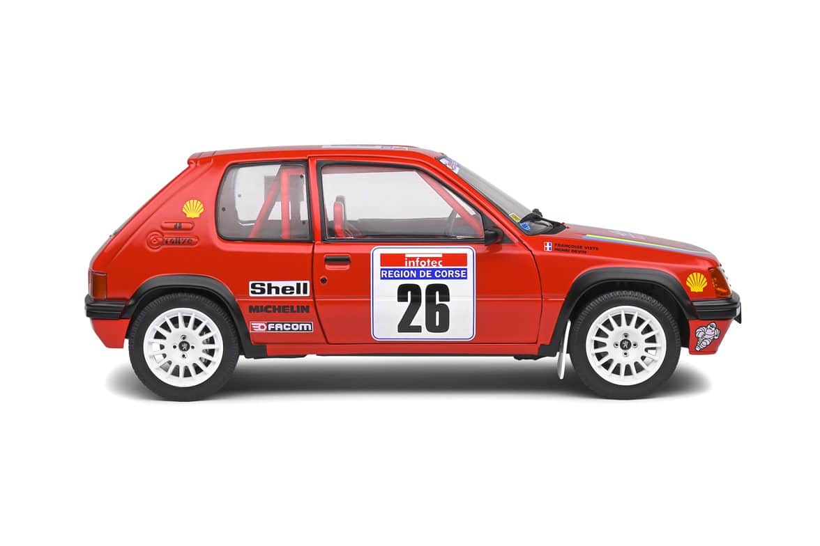 Peugeot 205 Rallye – Tour de Corse 1990 – #26 H. Devin / F. Viste – 1:18 – Solido