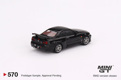 Nissan Skyline GT‑R (R34) V‑Spec – Black Pearl – MiniGT 1/64