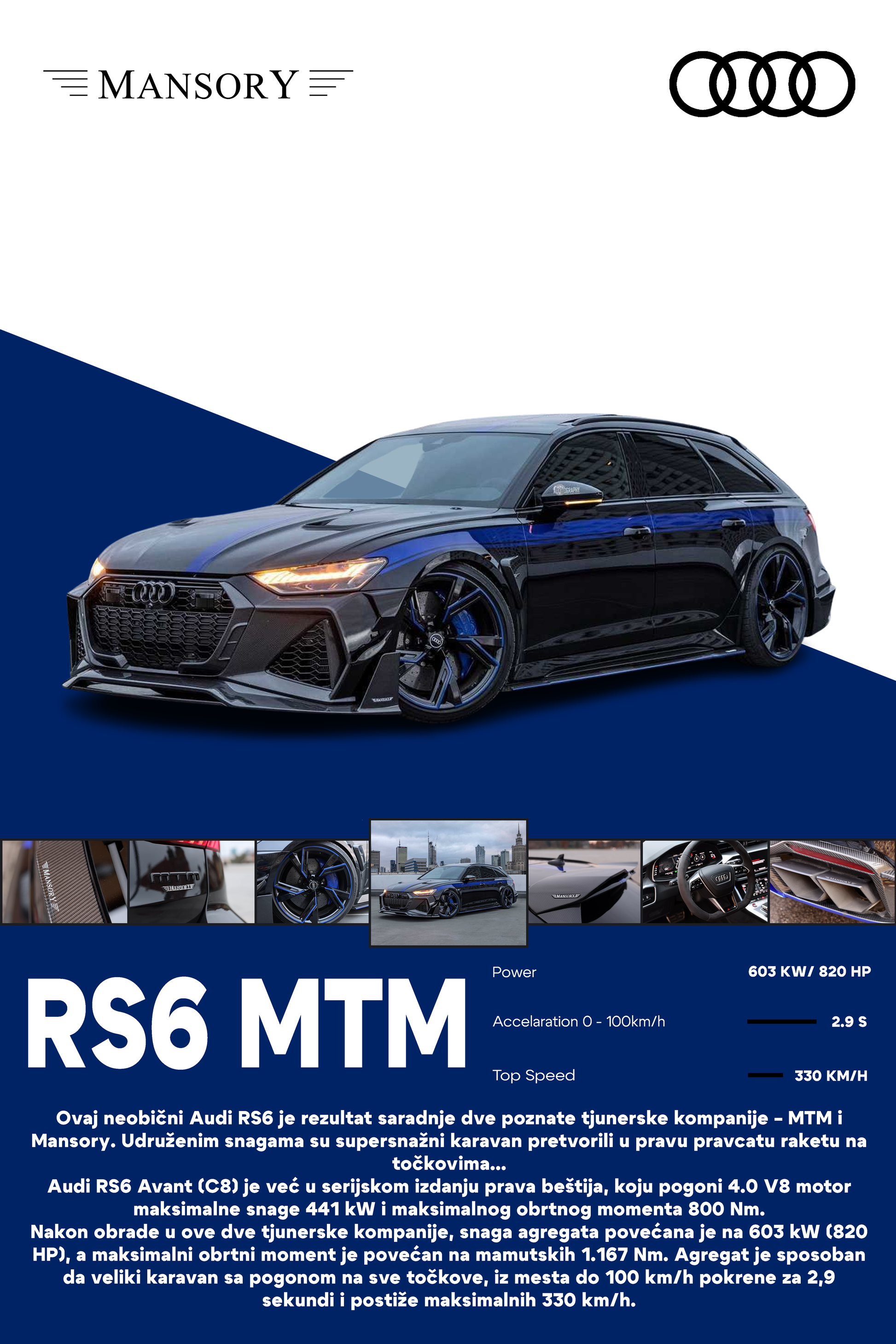 Audi RS6 MTM skica, personalizovani poster