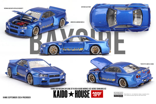 Nissan Skyline GT-R R34 Kaido Works V2 Aero Shinjuku V2 1:64 Kaido House x Mini GT