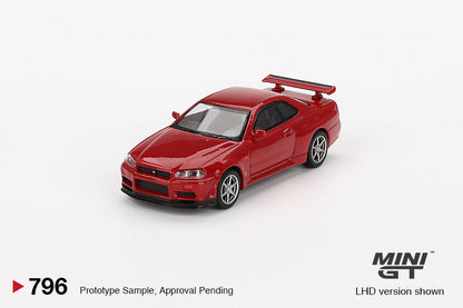 Nissan Skyline GT-R R34 V-Spec Active Red 1:64 Mini GT
