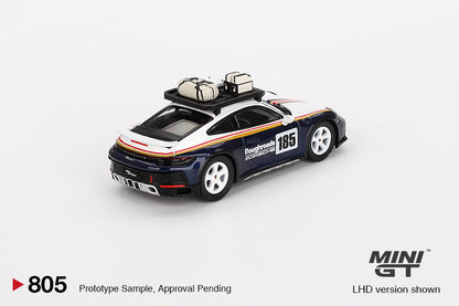 Porsche 911 Dakar Rallye Design Package – White/Gentian Blue Metallic – 1:64 – Mini GT