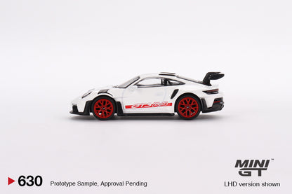 Porsche 911 (992) GT3 RS – White with Pyro Red Accent Package – MiniGT